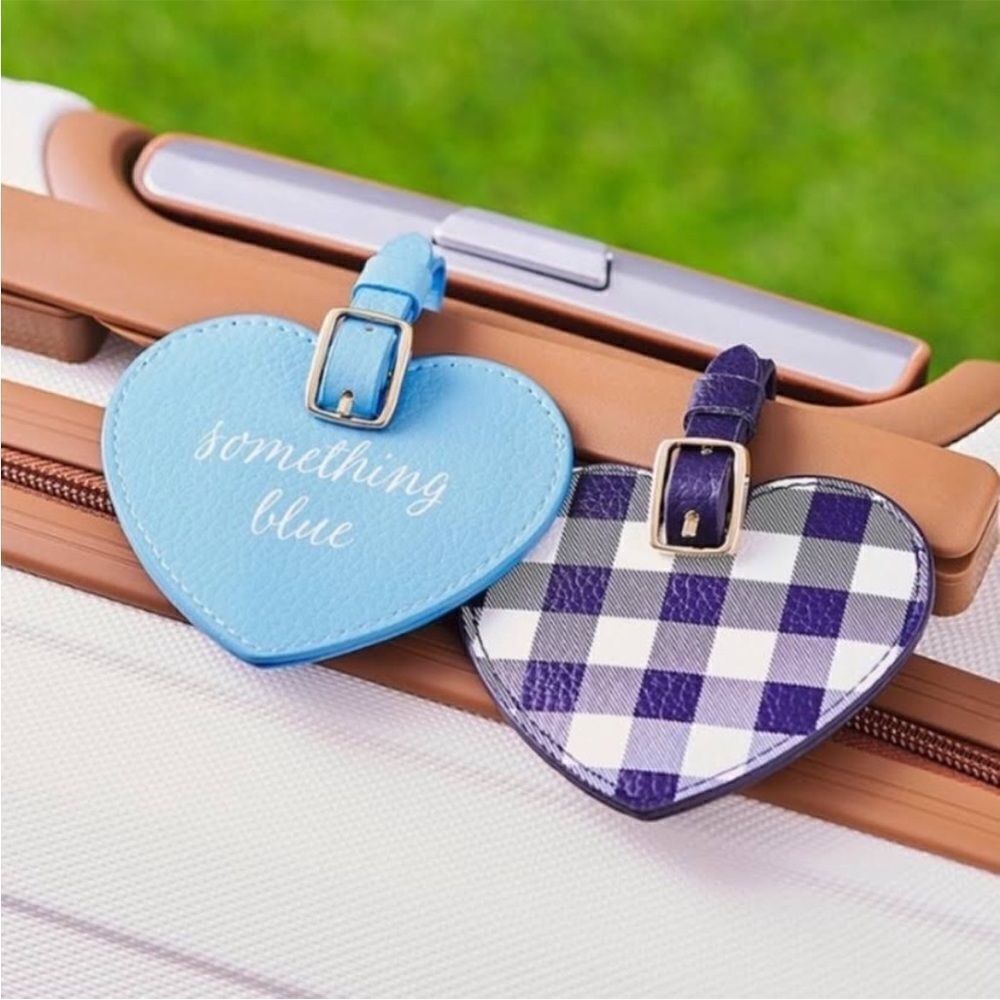 Draper James Heart Luggage Tags Travel Bag ID Tag Keychain Blue x2 NWT Ipsy bag